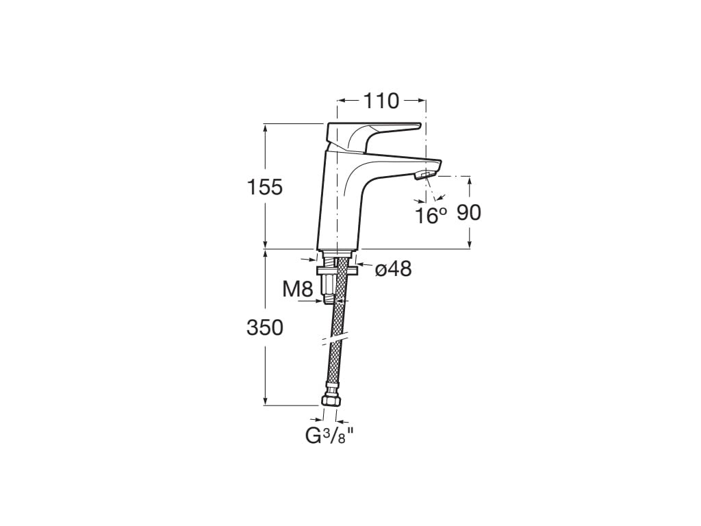 Roca - Mezclador monomando para lavabo con cuerpo liso Atlas A5A3290C00