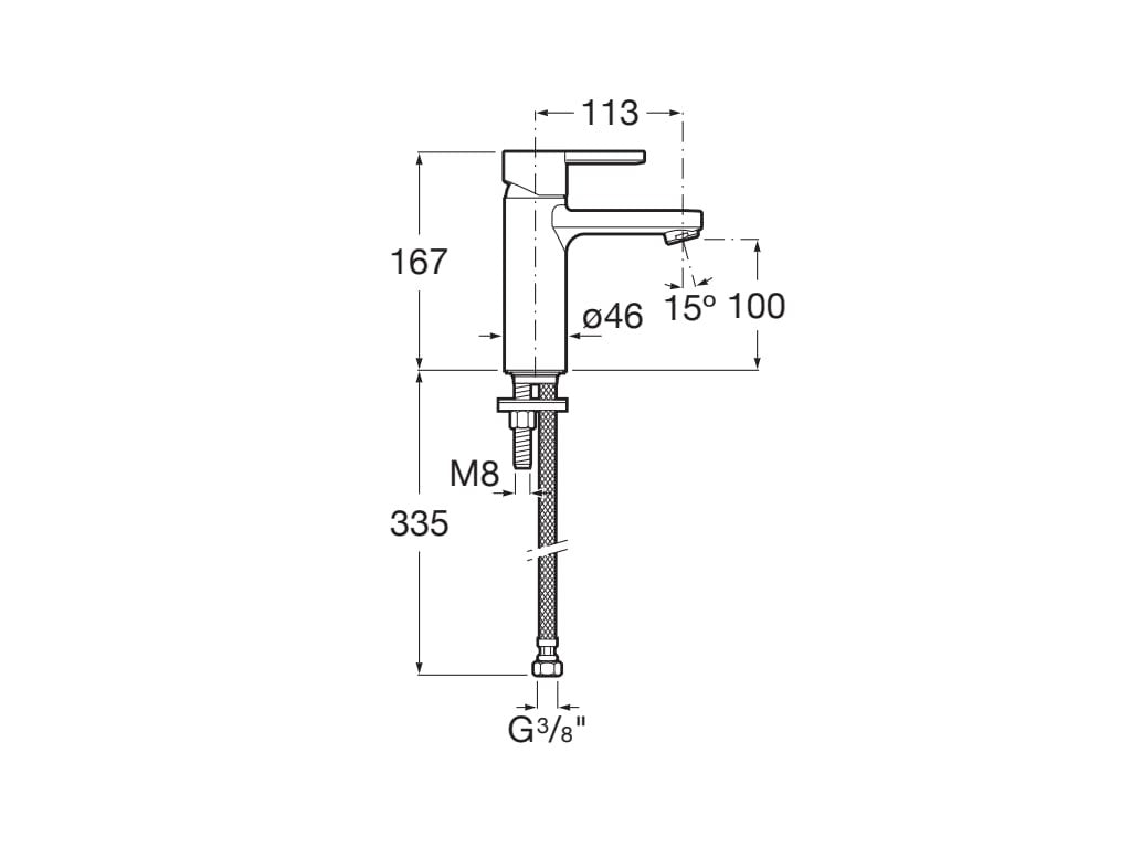 Roca - Grifo de lavabo cuerpo liso Naia con desagüe click-clack y cuerpo liso A5A3296C00