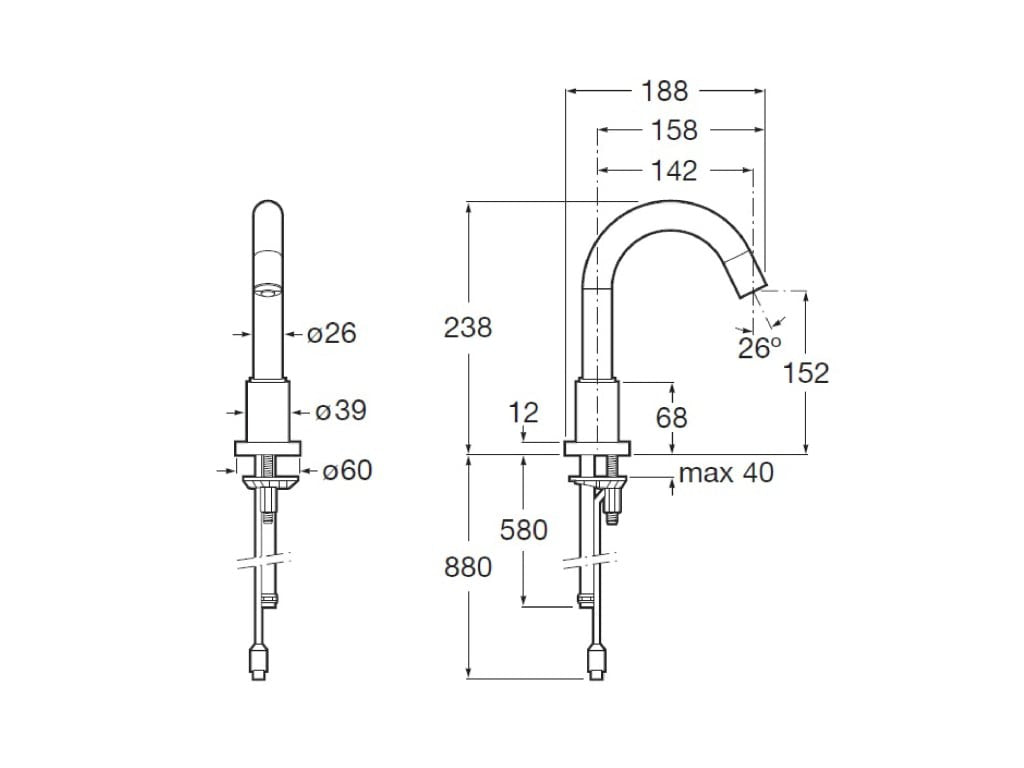 Roca - Grifería electrónica para lavabo (agua premezclada) con sensor integrado en el caño. Loft A5A3343C00