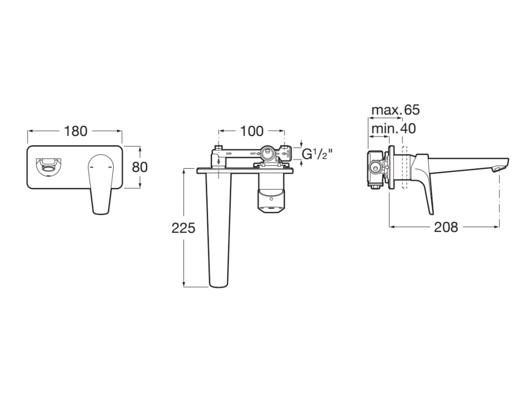 Roca - Mezclador monomando empotrable para lavabo Atlas A5A3590C00