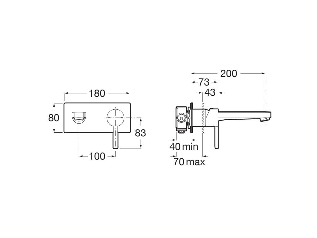 Roca - Grifo de lavabo empotrable en oro rosado Naia A5A3596RG0