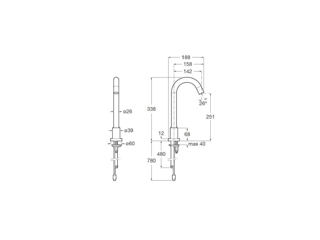 Roca - Grifería electrónica de caño alto para lavabo (agua premezclada) con sensor integrado en el caño. Loft A5A3743C00