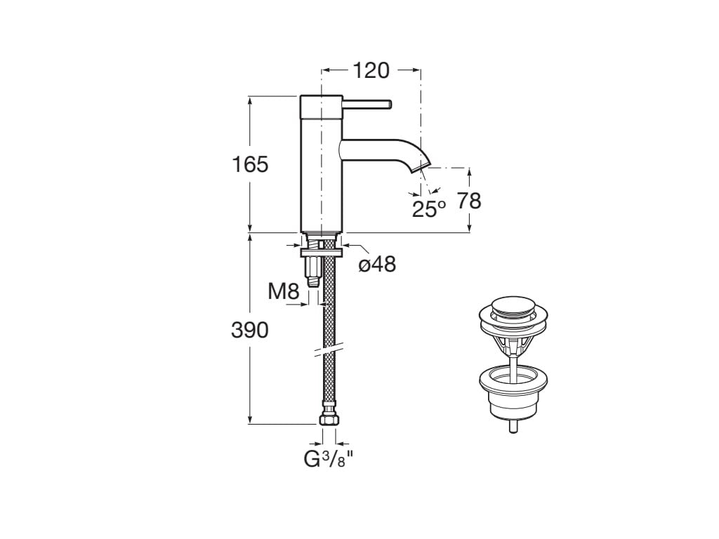 Roca - Grifo de lavabo cuerpo liso Lanta A5A3A11C00