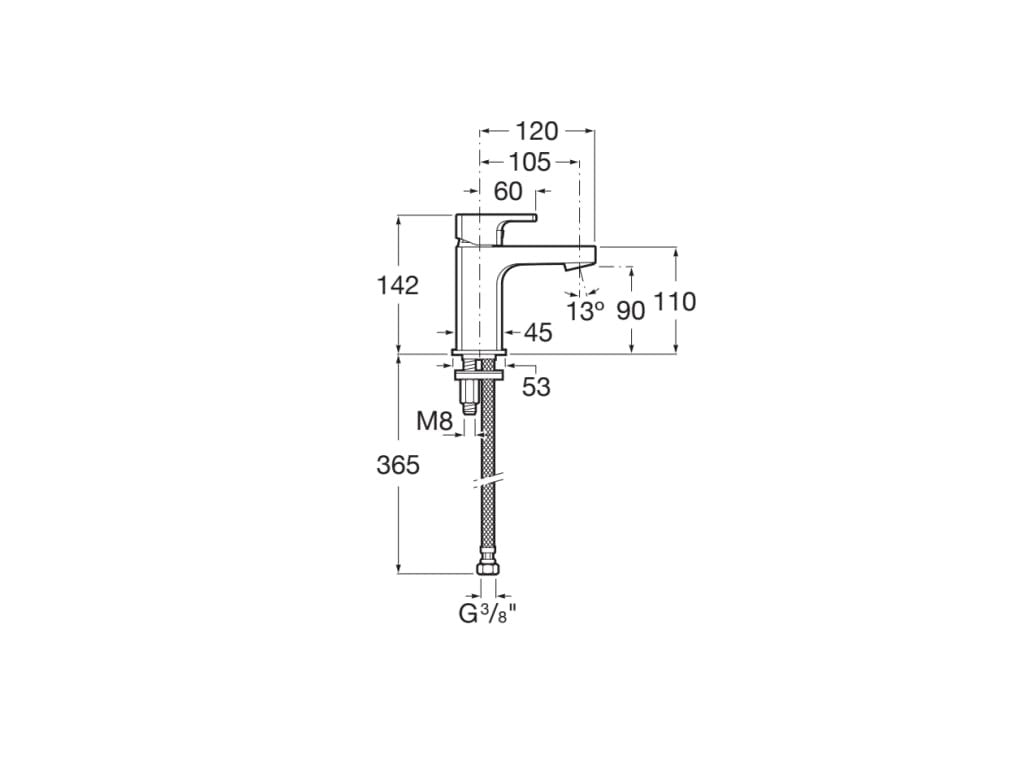 Roca - Grifo compacto lavabo L90 con desagüe click-clack y cuerpo liso A5A3B01C00