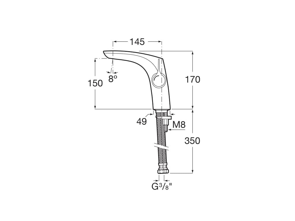 Roca - Mezclador monomando para lavabo Insignia con cuerpo liso A5A3B3ACN0