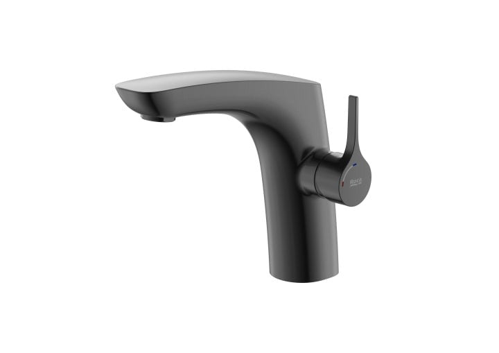 Roca - Grifo de lavabo corto negro titanio cepillado Insignia con cuerpo liso A5A3B3ANM0