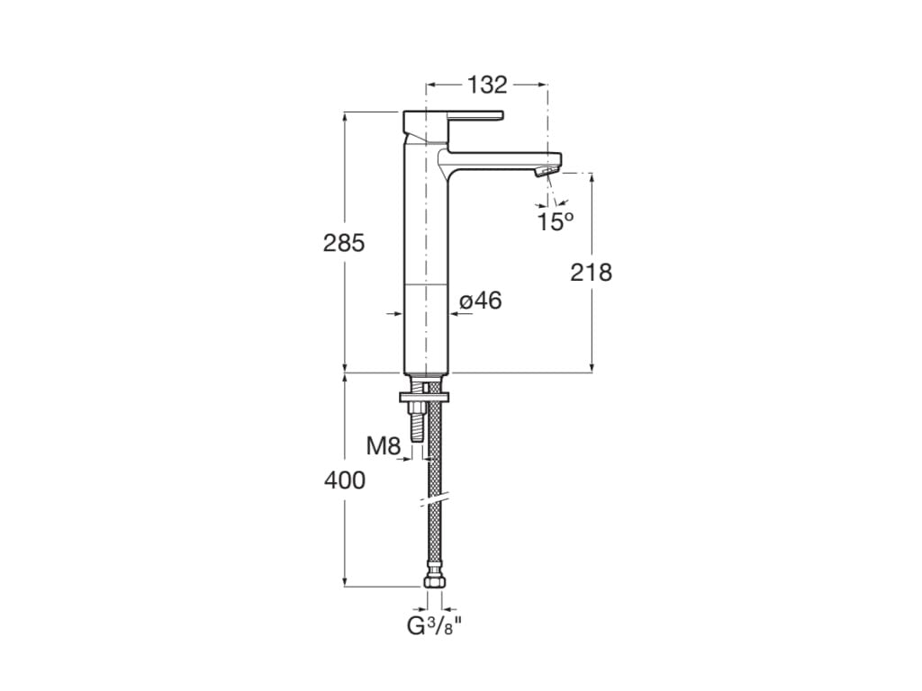 Roca - Grifo de lavabo alto en negro titanio con caño alto y cuerpo liso Naia A5A3B96CN0