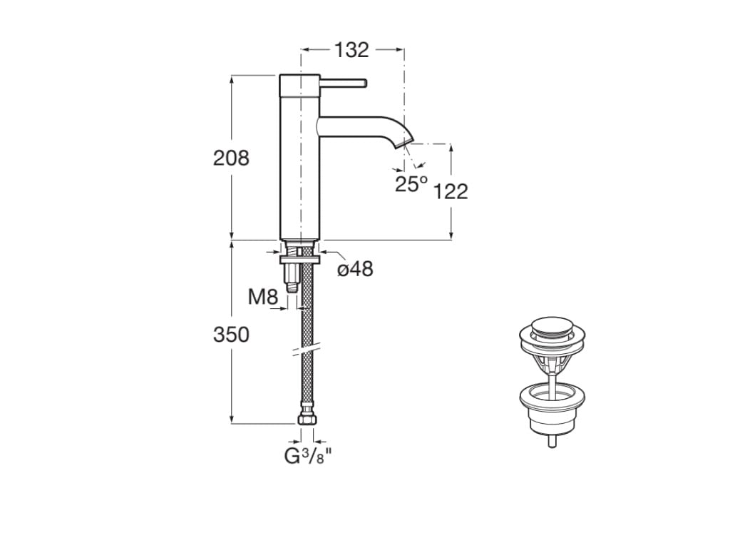 Roca - Mezclador monomando para lavabo con caño mezzo Lanta A5A3C11C00