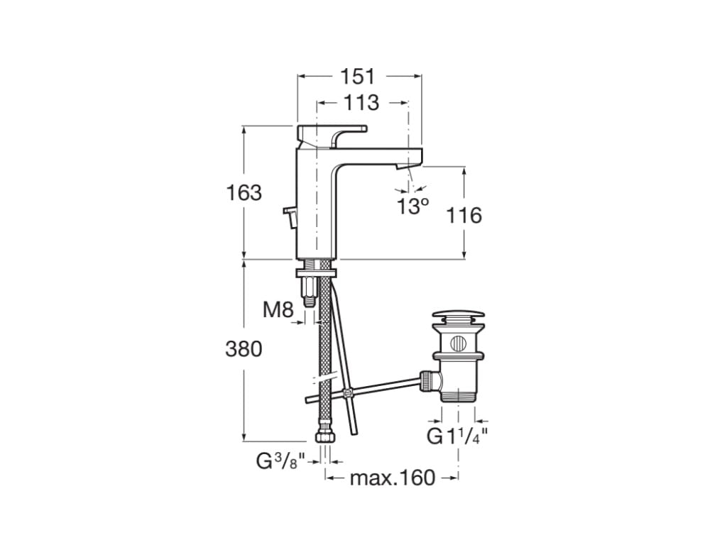 Roca - Grifo de lavabo desagüe automático L90 A5A3E01C00