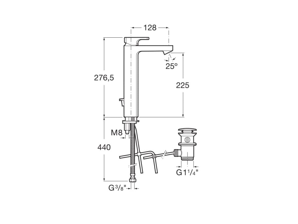 Roca - Grifo de lavabo monomando con caño alto y desagüe automático L90 A5A3G01C00