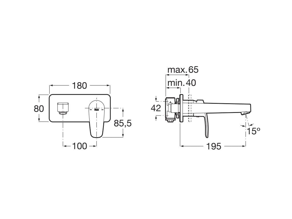 Roca - Mezclador monomando empotrable para lavabo Monodin-N A5A3L98C00