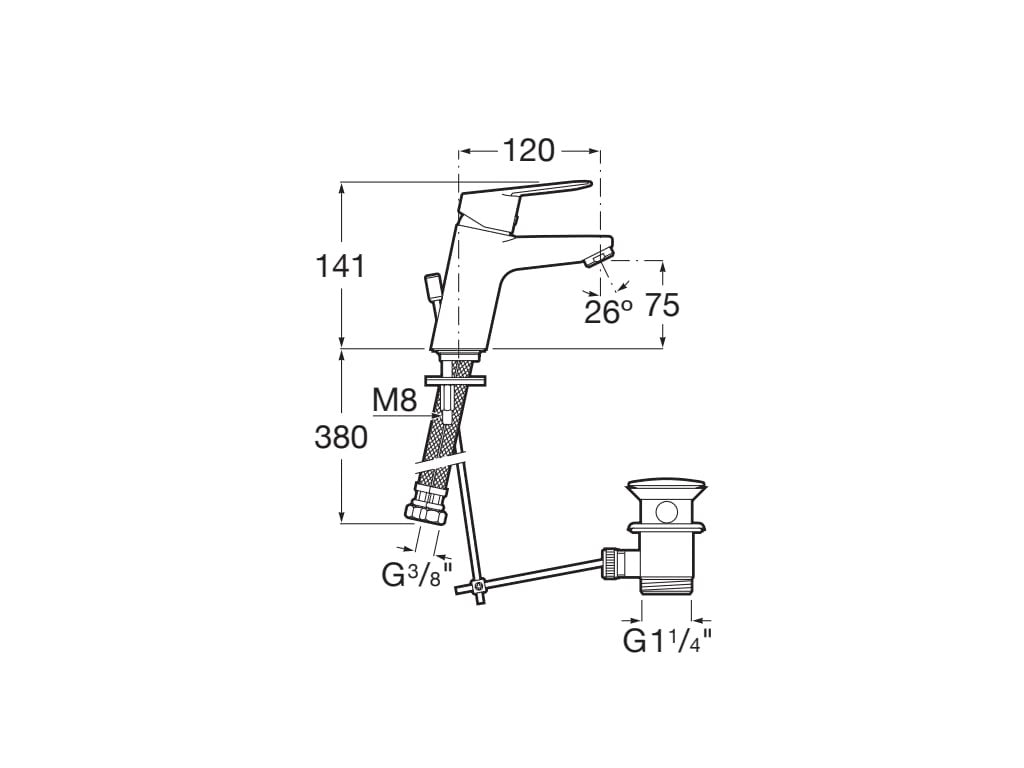 Roca - Grifo de lavabo con desagüe automatico Alfa A5A3P25C00