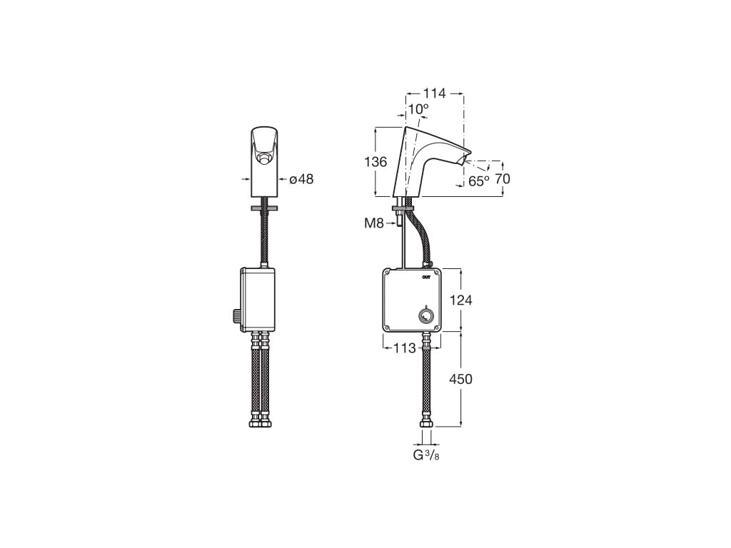 Roca - Atlas-E - Grifería electrónica para lavabo (agua premezclada) con sensor integrado en el caño A5A5390C00