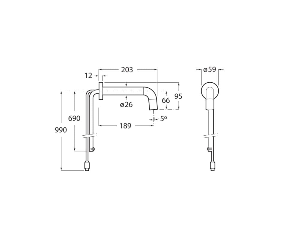 Roca - Grifería electrónica empotrable para lavabo  con sensor en el caño. Alimentación con pilas (AA). Loft-E A5A5643C00