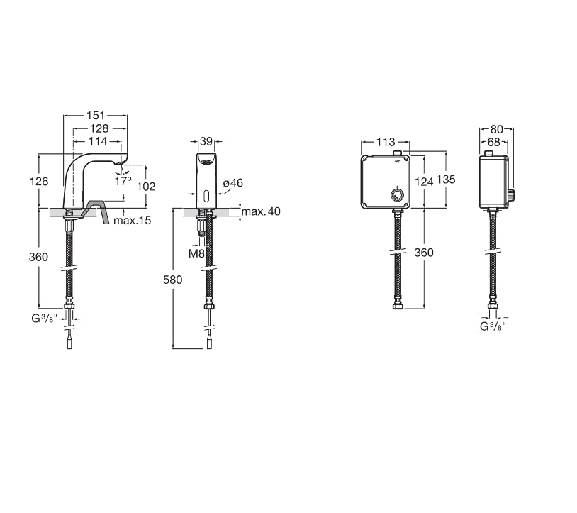 Roca - Grifería electrónica para lavabo (un agua). L-20E, pilas