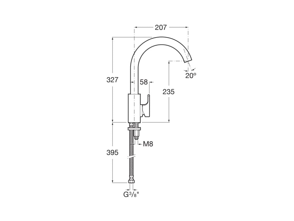 Roca - Grifo monomando cocina curvado L90 A5A8301C00