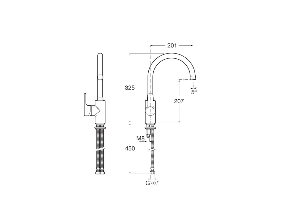 Roca - Grifo monomando cocina L20 A5A8409C00