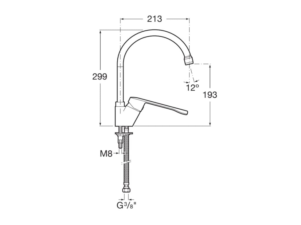 Roca - Grifo monomando cocina curvado PRO Victoria A5A8423C00