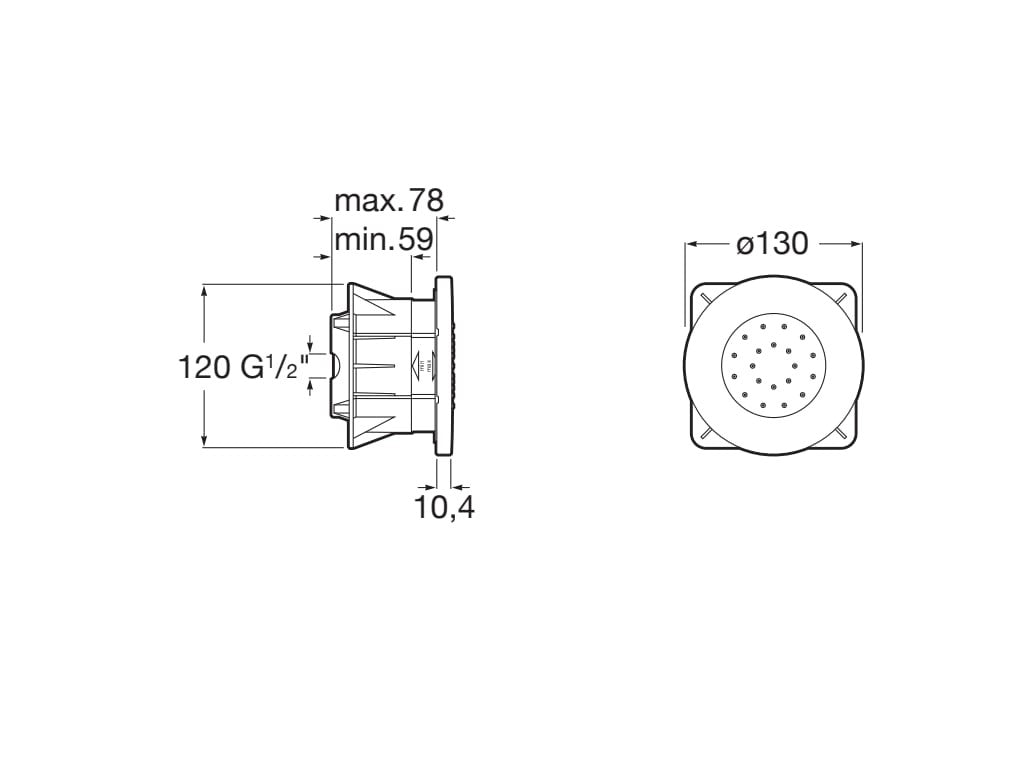 Roca - ROUND - Jet empotrado orientable de ducha Puzzle A5B3878C00