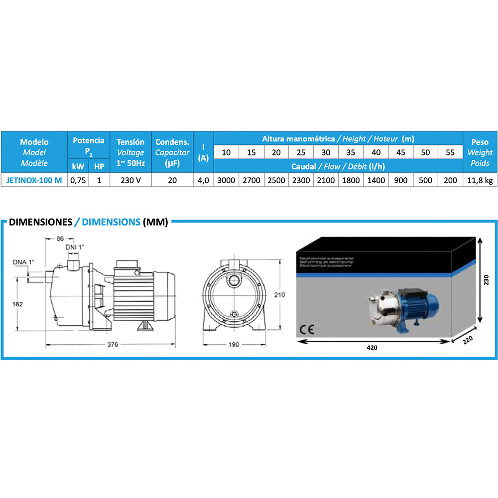 BCN -Pumpen - Jetinox -100 m Autospirant Electrobombic