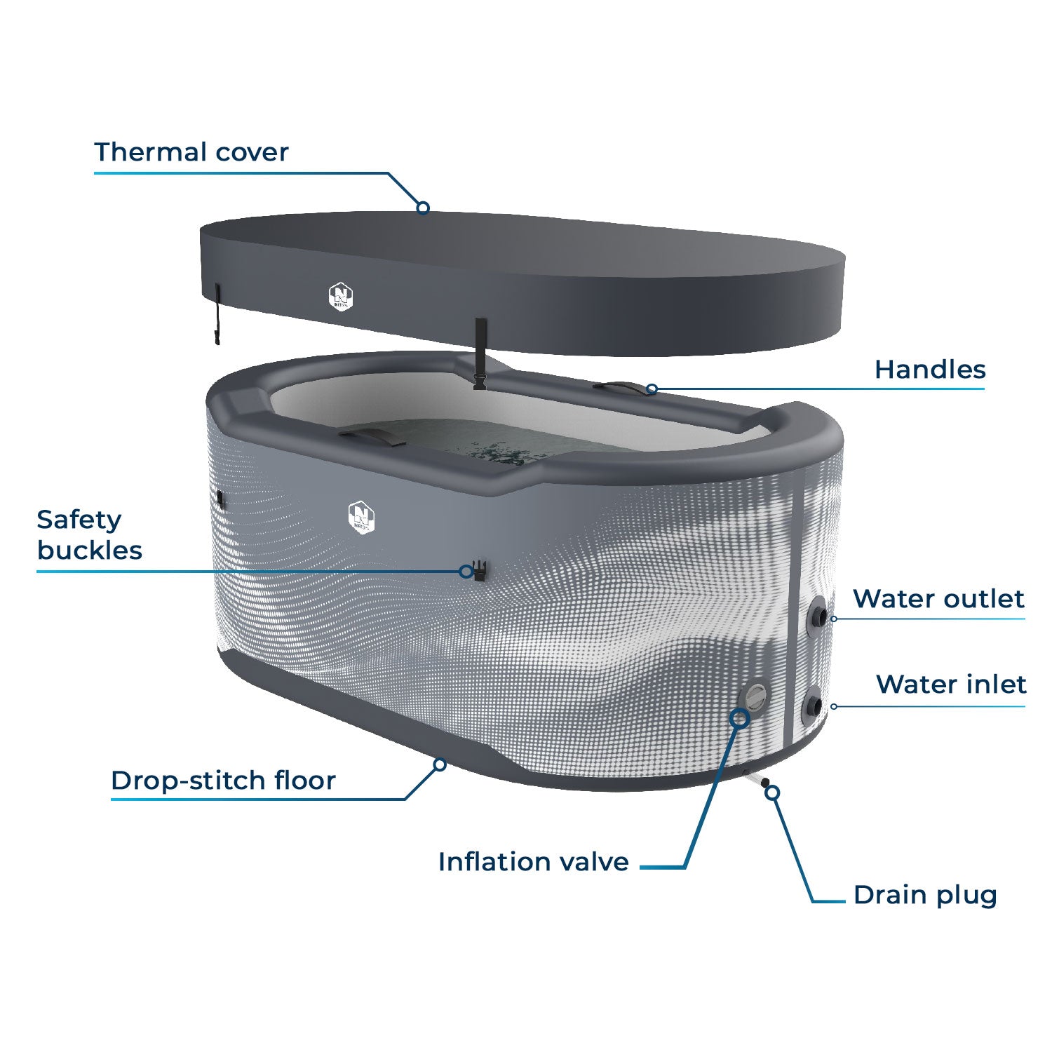 Poolex - NetSpa Järvi bagno di ghiaccio con kit refrigerante