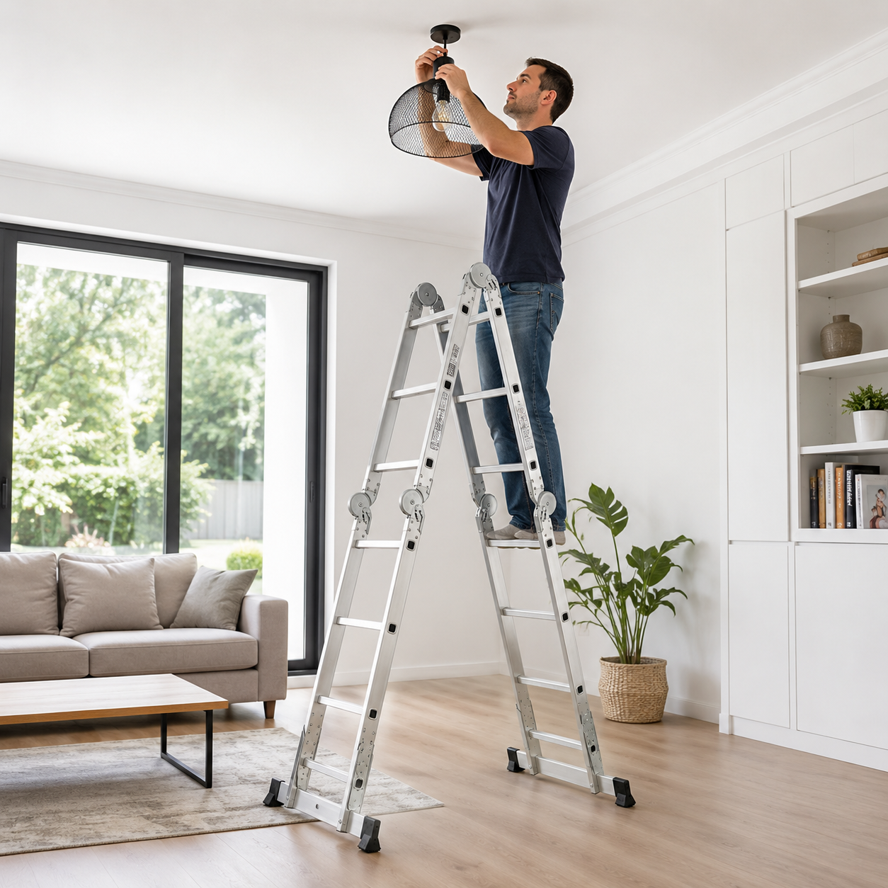 Opvouwbare aluminium multifunctionele ladder 4-in-1