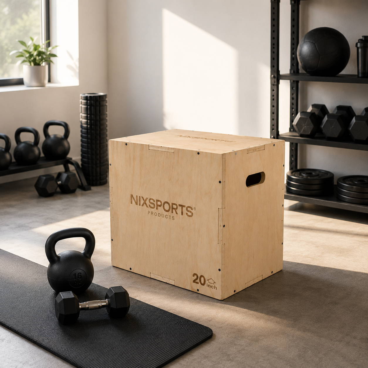 Plyometrischer Holzkasten mit drei Höhen