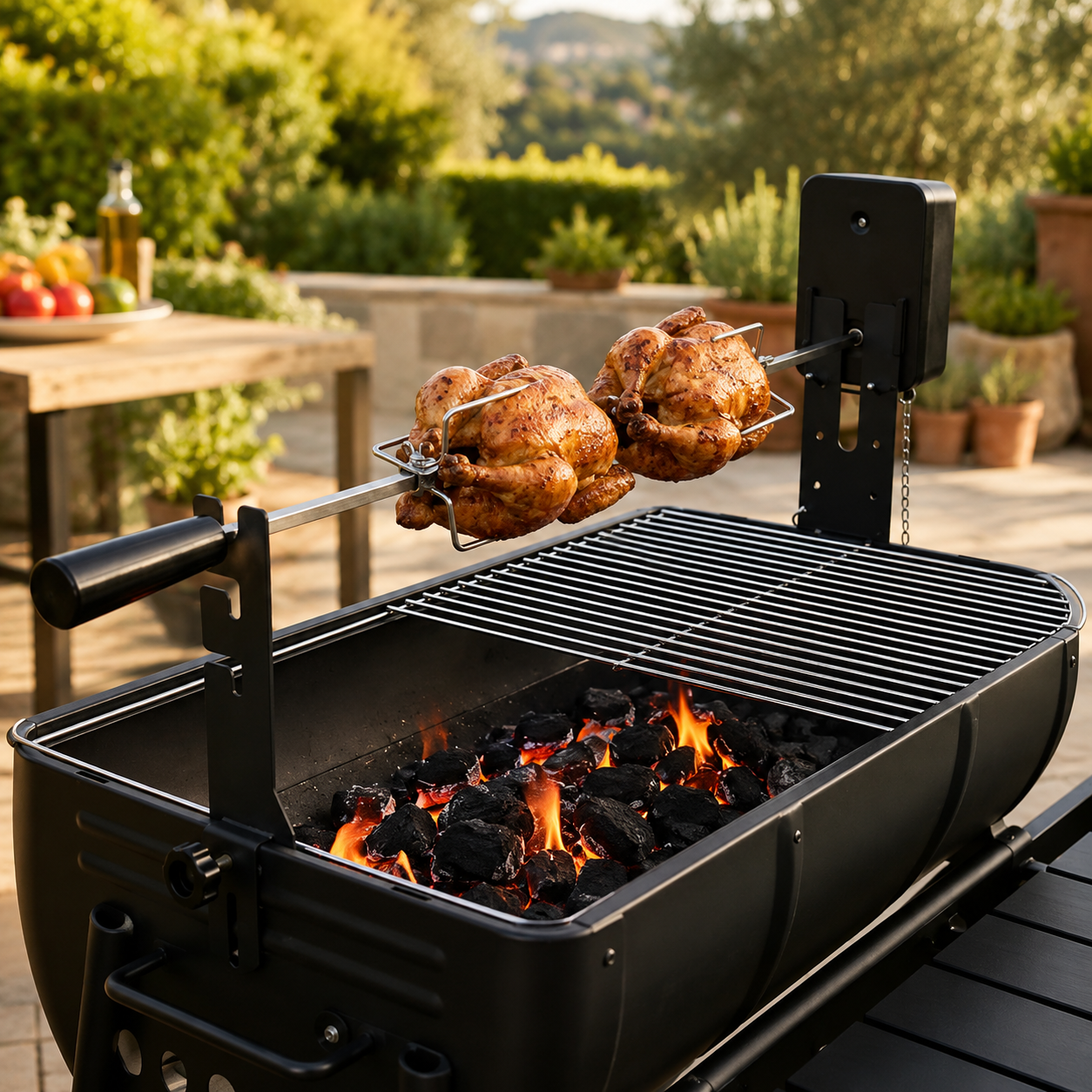 Kit Asador Giratorio Para Barbacoa Con Motor Y Eje Inoxidable