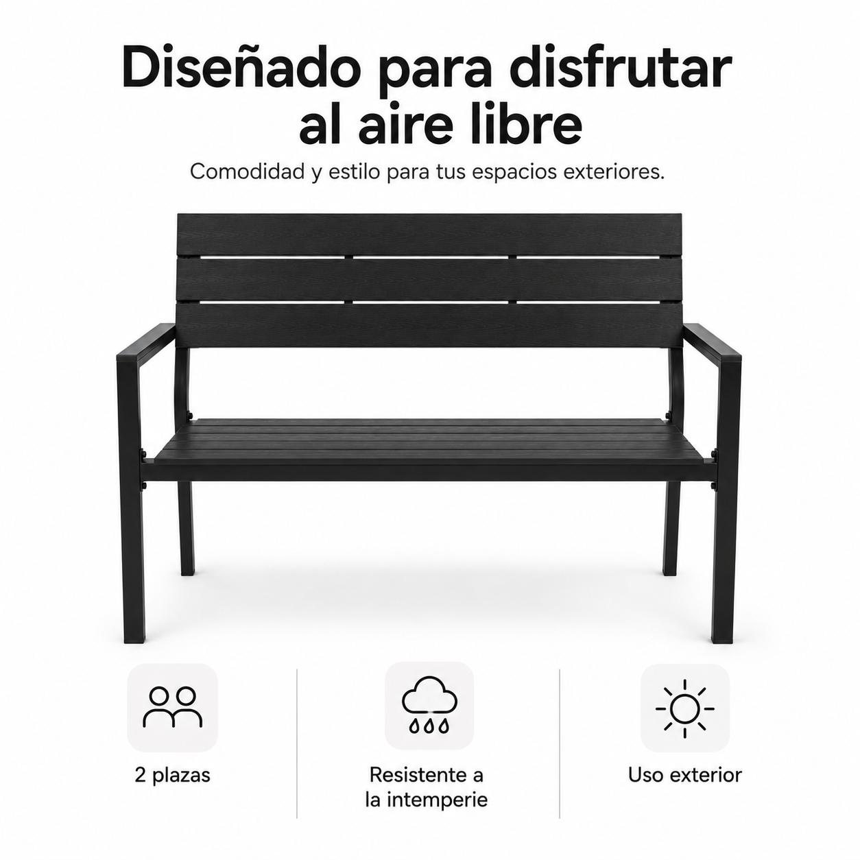 Panca da Giardino Esterna per 2 Posti con Schienale Ergonomico