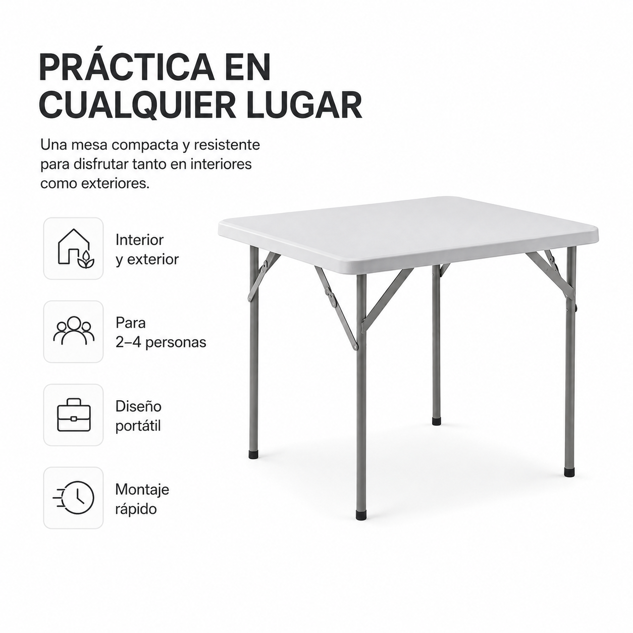 Tragbarer Klapptisch 84x84x74 cm Weiß