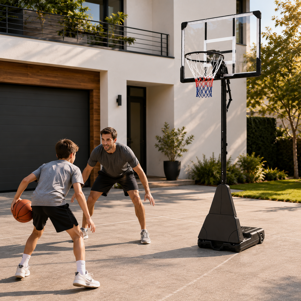 Canasta de Baloncesto Exterior Regulable 2,45-3,1 m con ruedas