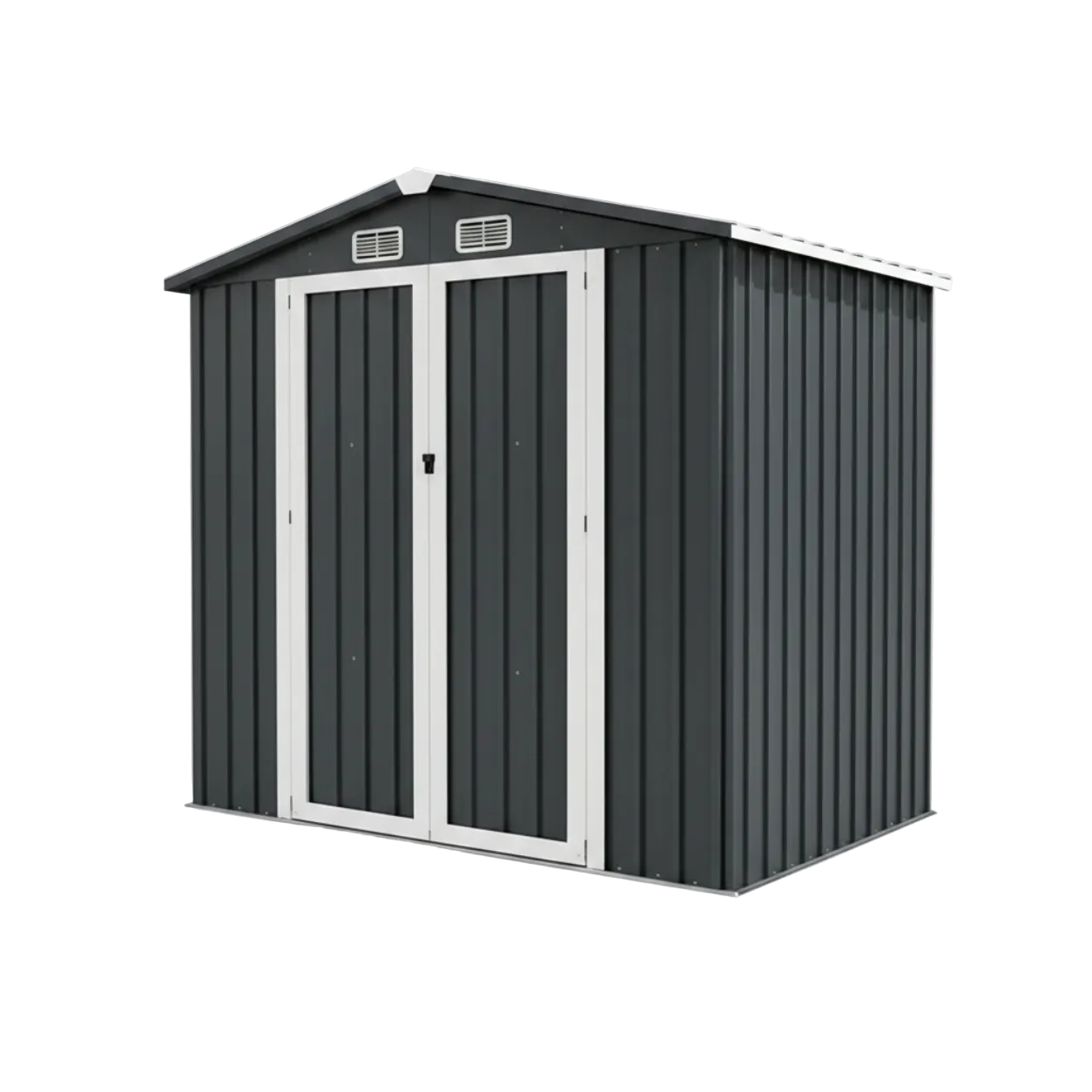 Caseta Metálica Exterior Puerta Doble Abatible Y Techo Inclinado 201,5 × 155,5 × 190 cm