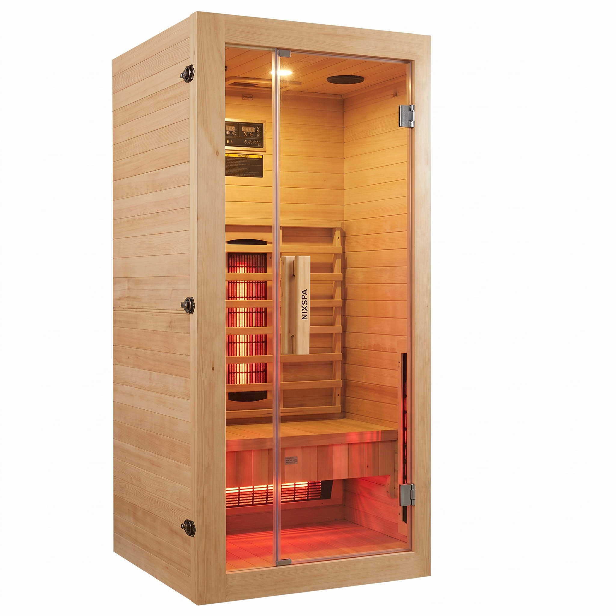 Sauna de infrarrojos individual de madera maciza con 4 paneles y control digital