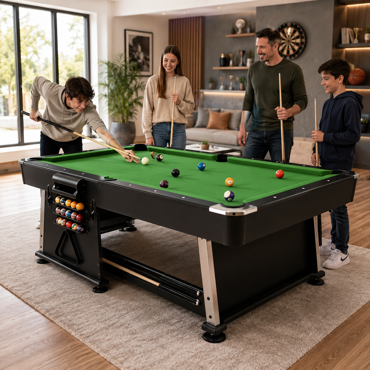 3-in-1-multispeltafel: pool en pingpong, 210 cm
