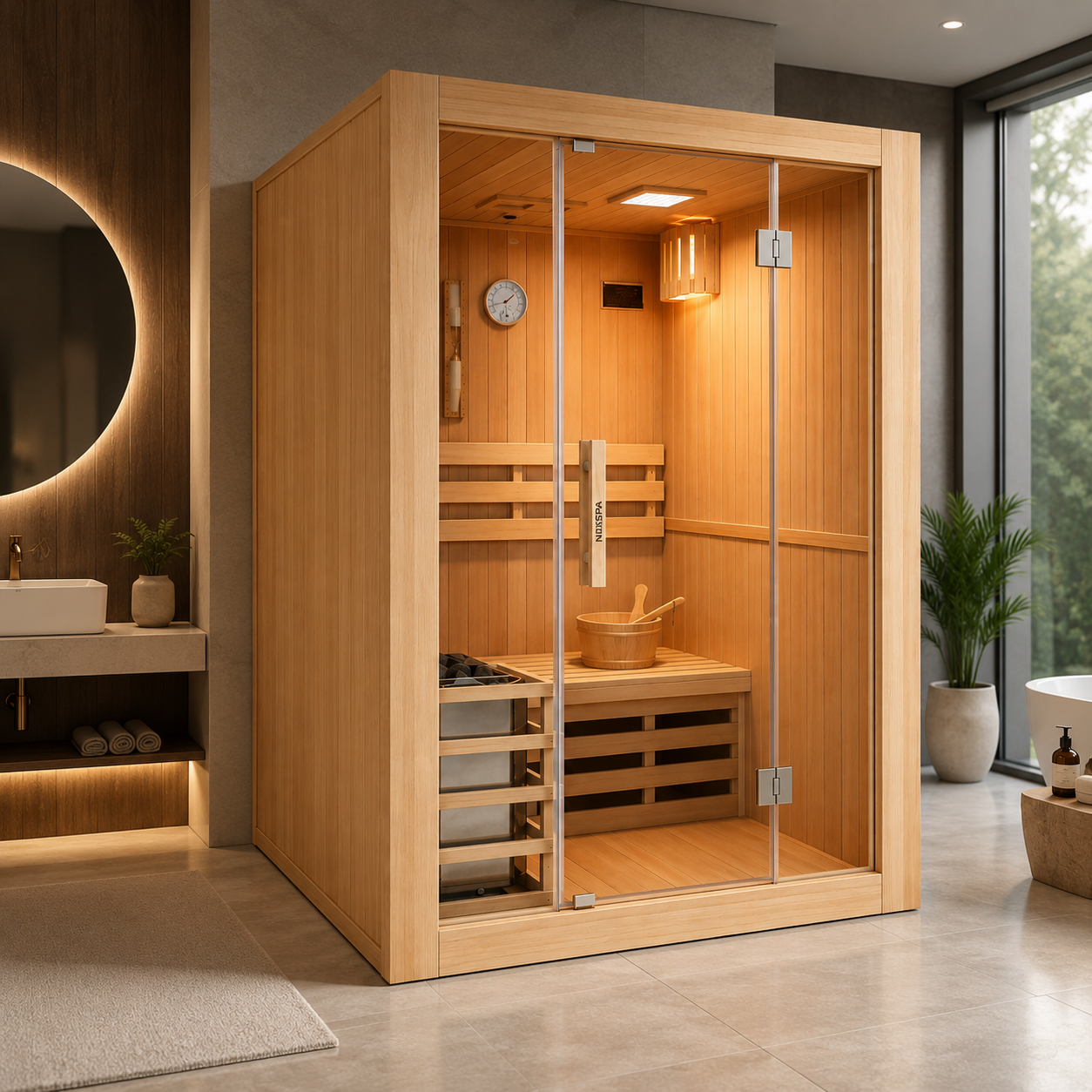 Sauna Finlandesa para casa 3 Personas Madera Hemlock Canadiense