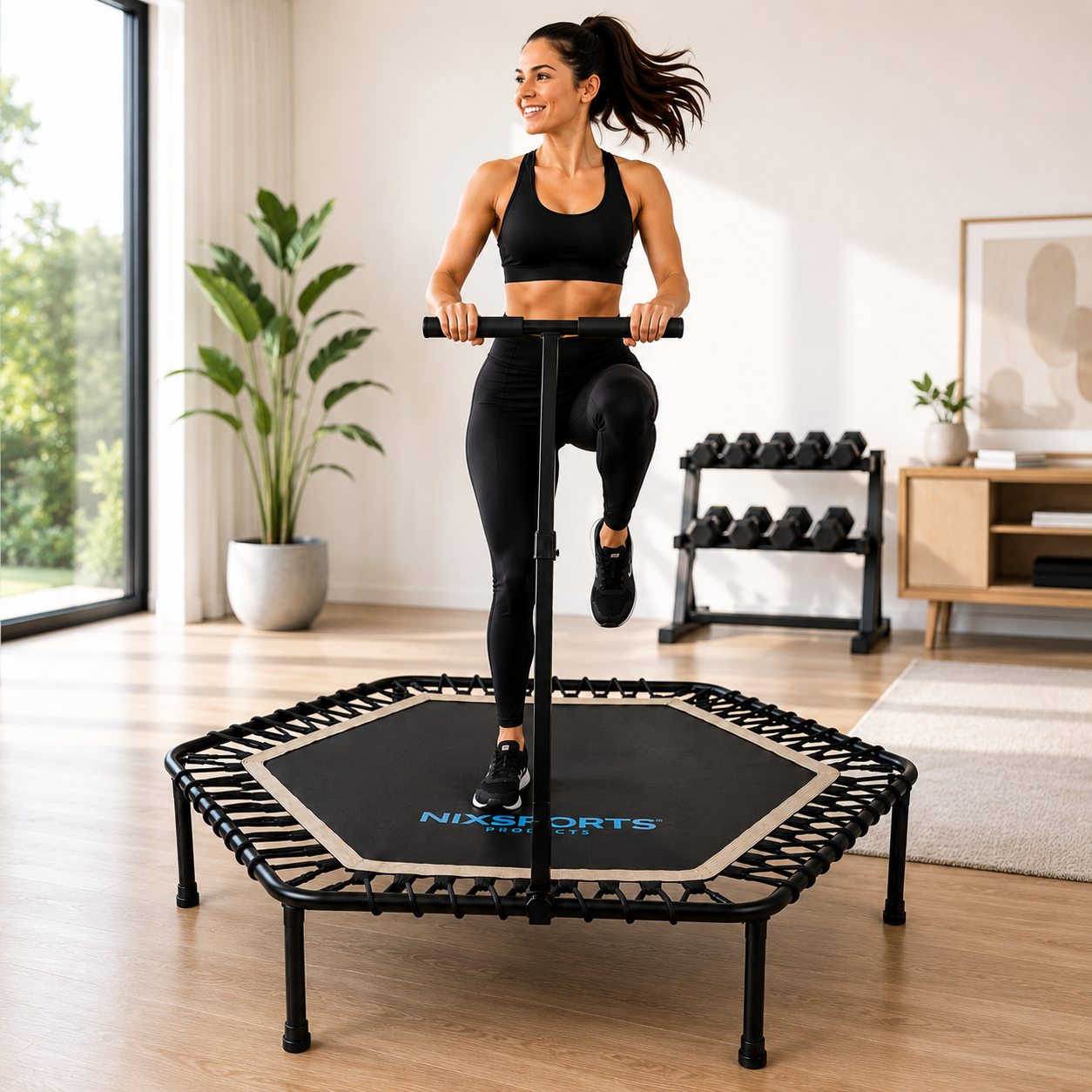 Inklapbare fitnesstrampoline 3-in-1