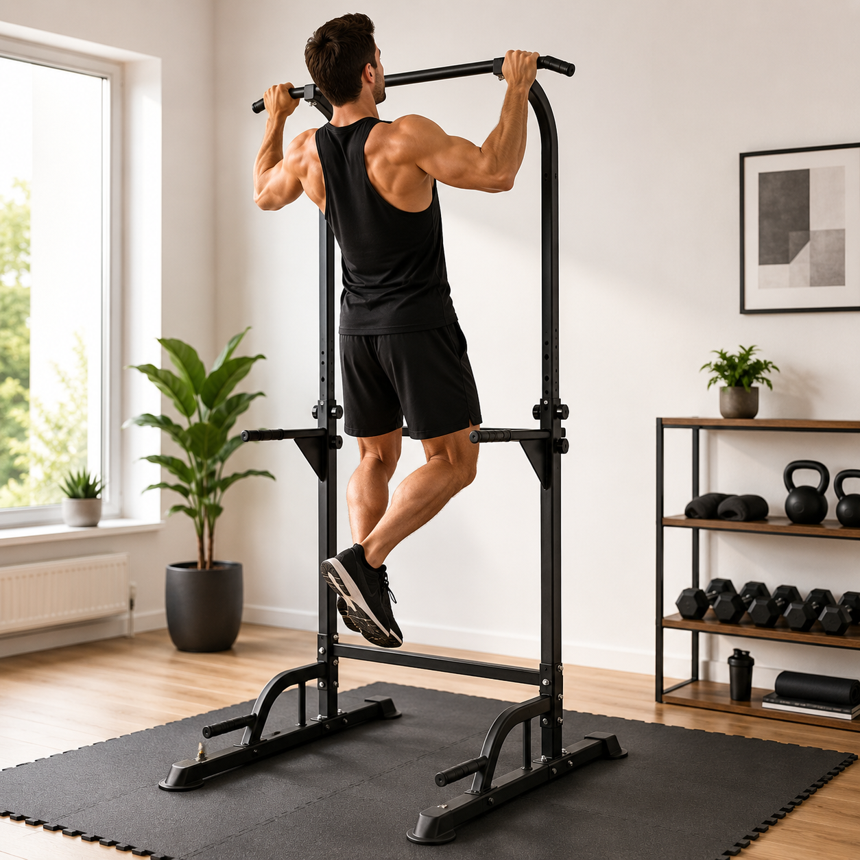 Multifunctioneel optrek- en dipstation, 170-210 cm