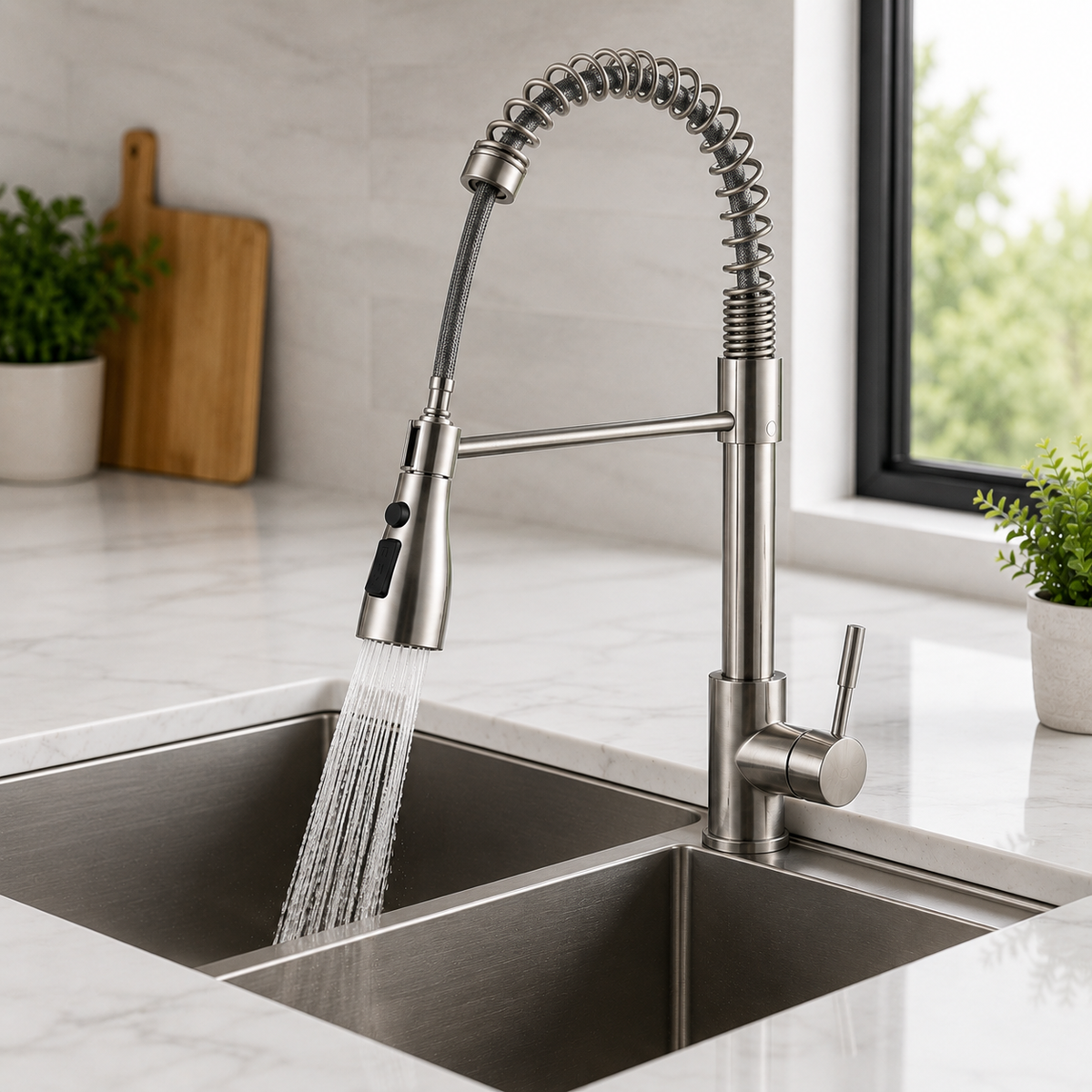 Rubinetto da Cucina Estraibile a 360 Gradi con Doccia Estensibile in Acciaio Inox