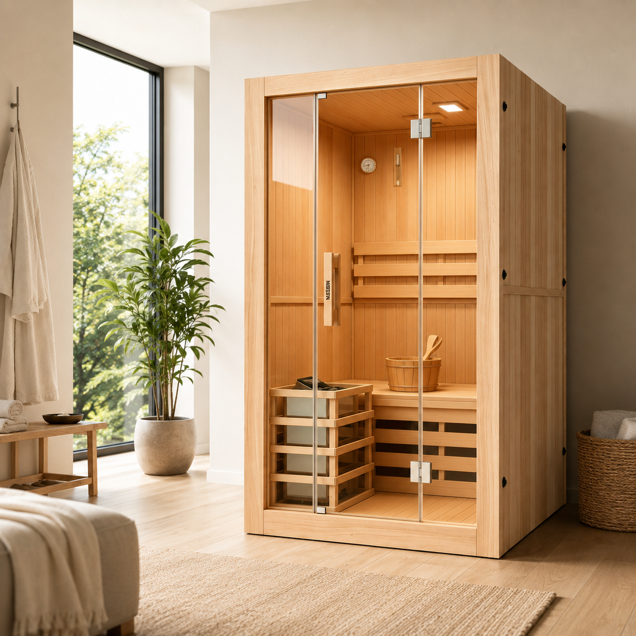 Sauna finlandese per 2 persone in legno Hemlock canadese