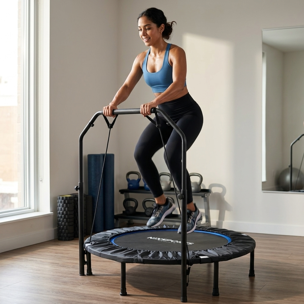 Trampolín Fitness 3 en 1 con Barra Ajustable