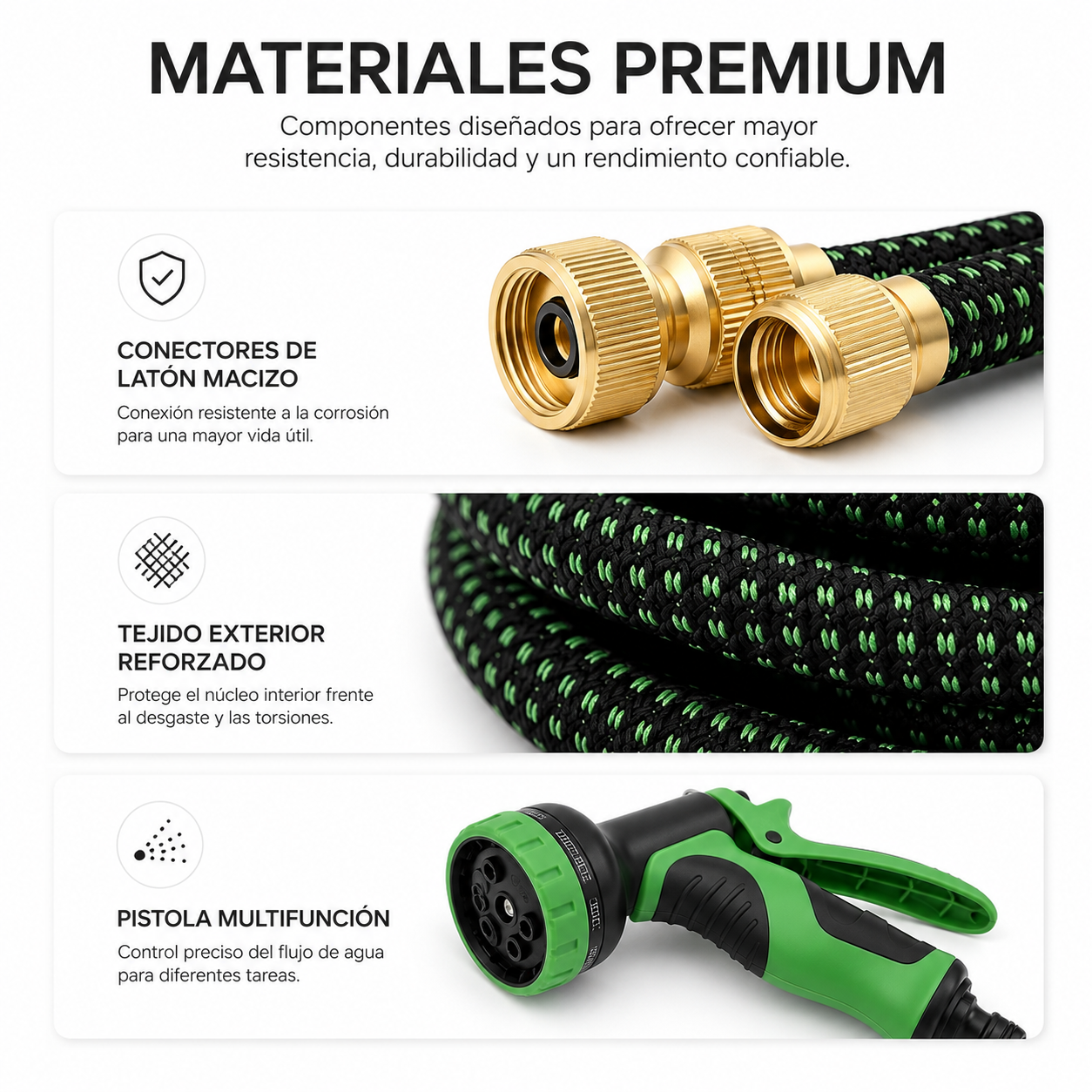 Manguera Extensible de Jardín 15 m con Pistola Multifunción