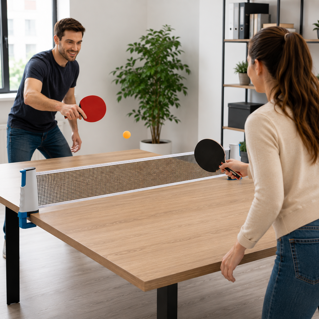 Set Ping Pong Portátil Con Red Retráctil, 2 Palas y Pelotas