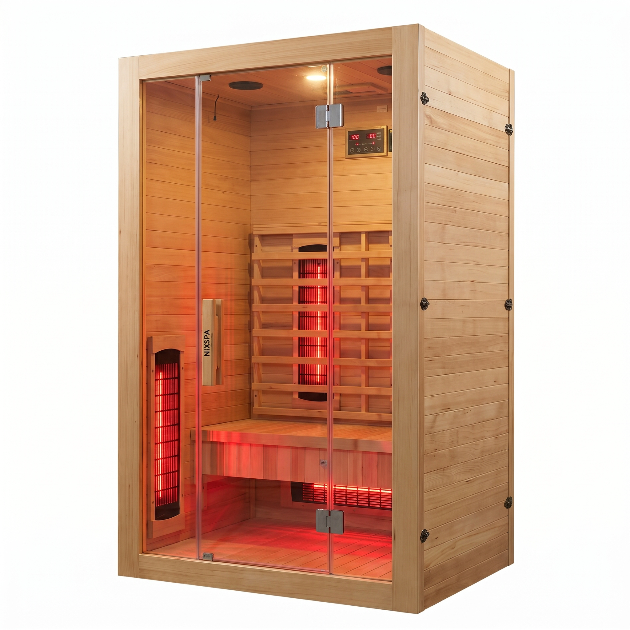 Infrarot-Sauna für 2 Personen mit 5 Paneelen, Bluetooth und digitaler Steuerung