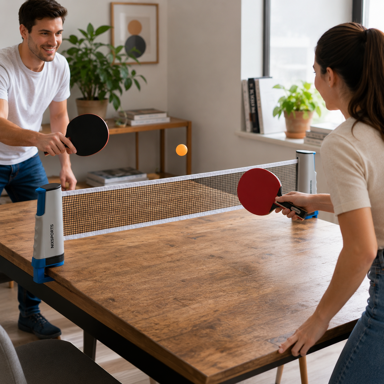 Set Ping Pong Portátil Con Red Retráctil, 2 Palas y Pelotas