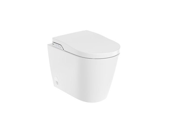 ROCA - Smart Toilette schleppt sich mit integriertem Tank A803095001 an die Wand ab.