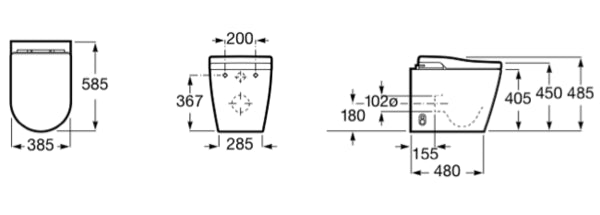 Roca - Smart toilet adosado a pared Rimless con tanque integrado A803095001