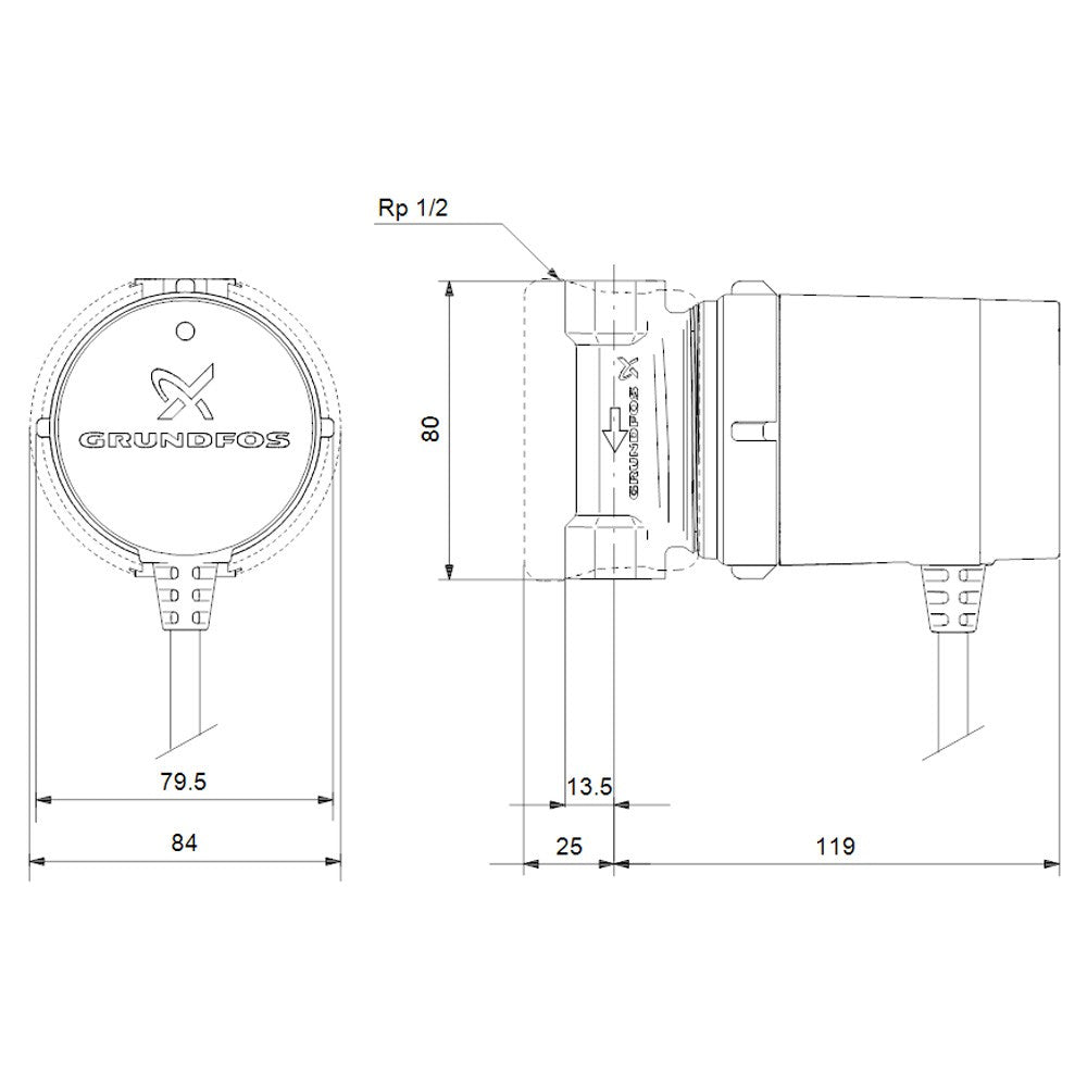 Grundfos-ACS UP15-14B-PM 80mm pump