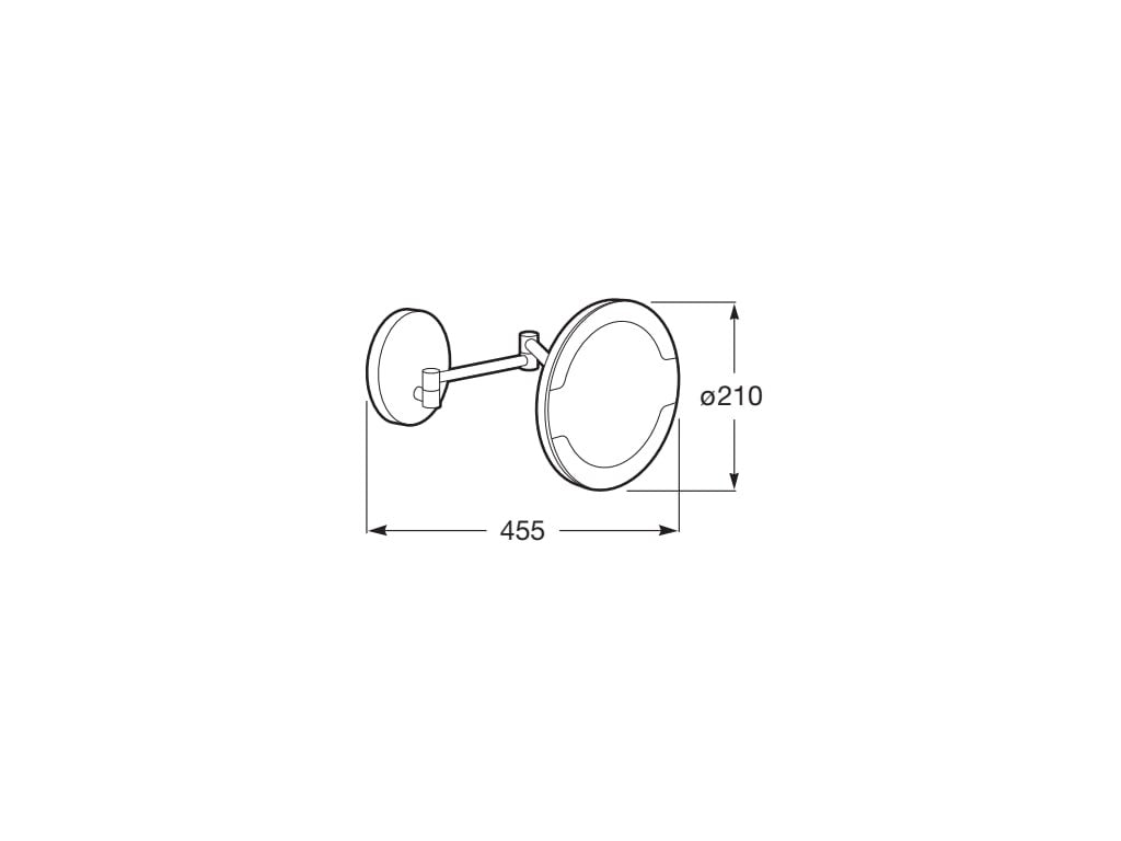 Roca - Espejo Hotels de aumento a pared con brazo articulado y luz 45,5x21x21cm