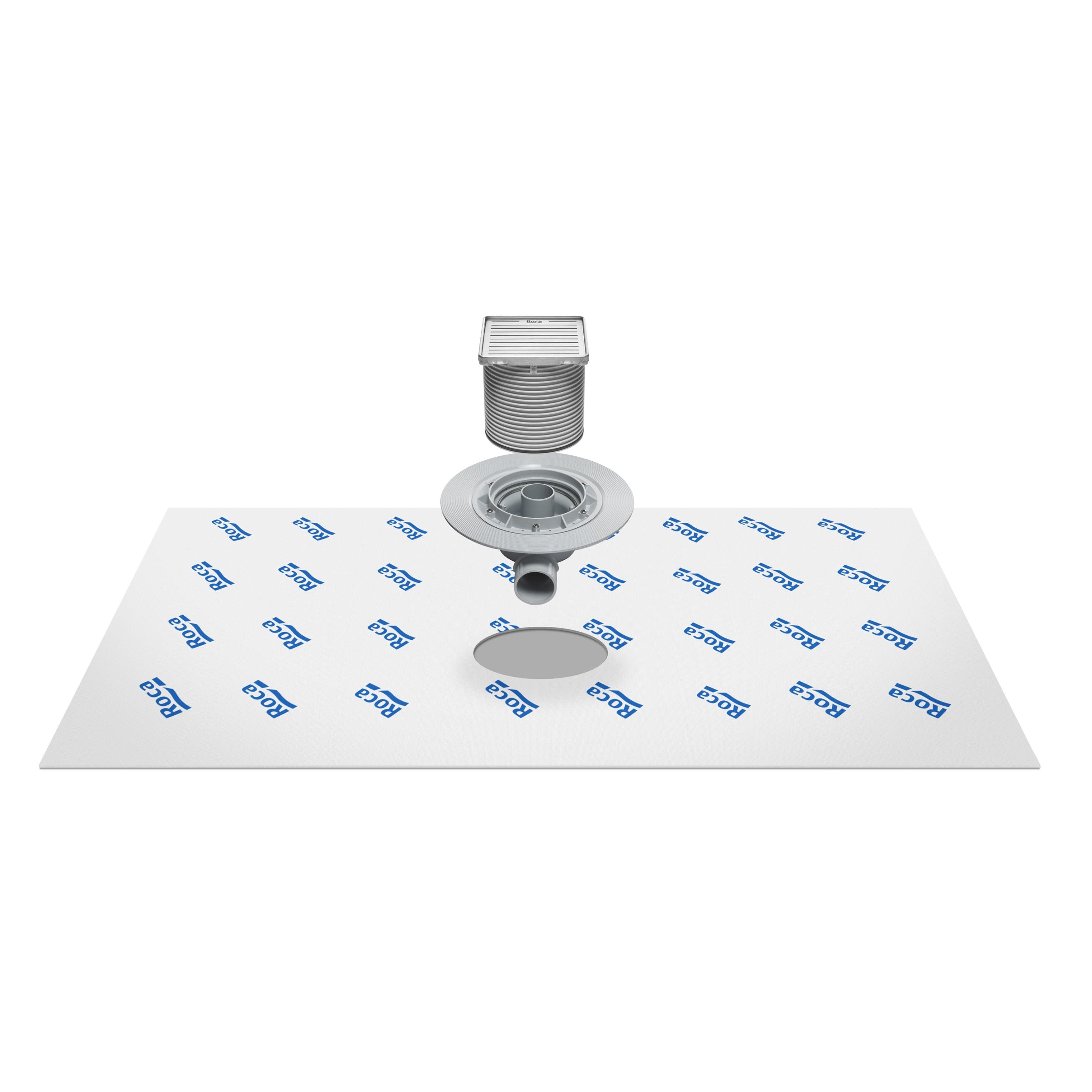 Roca - Drain Shower SQ Drainage Game med förhandsatt geotekstiltyg och utsmyckad plack 12.1x12,1cm