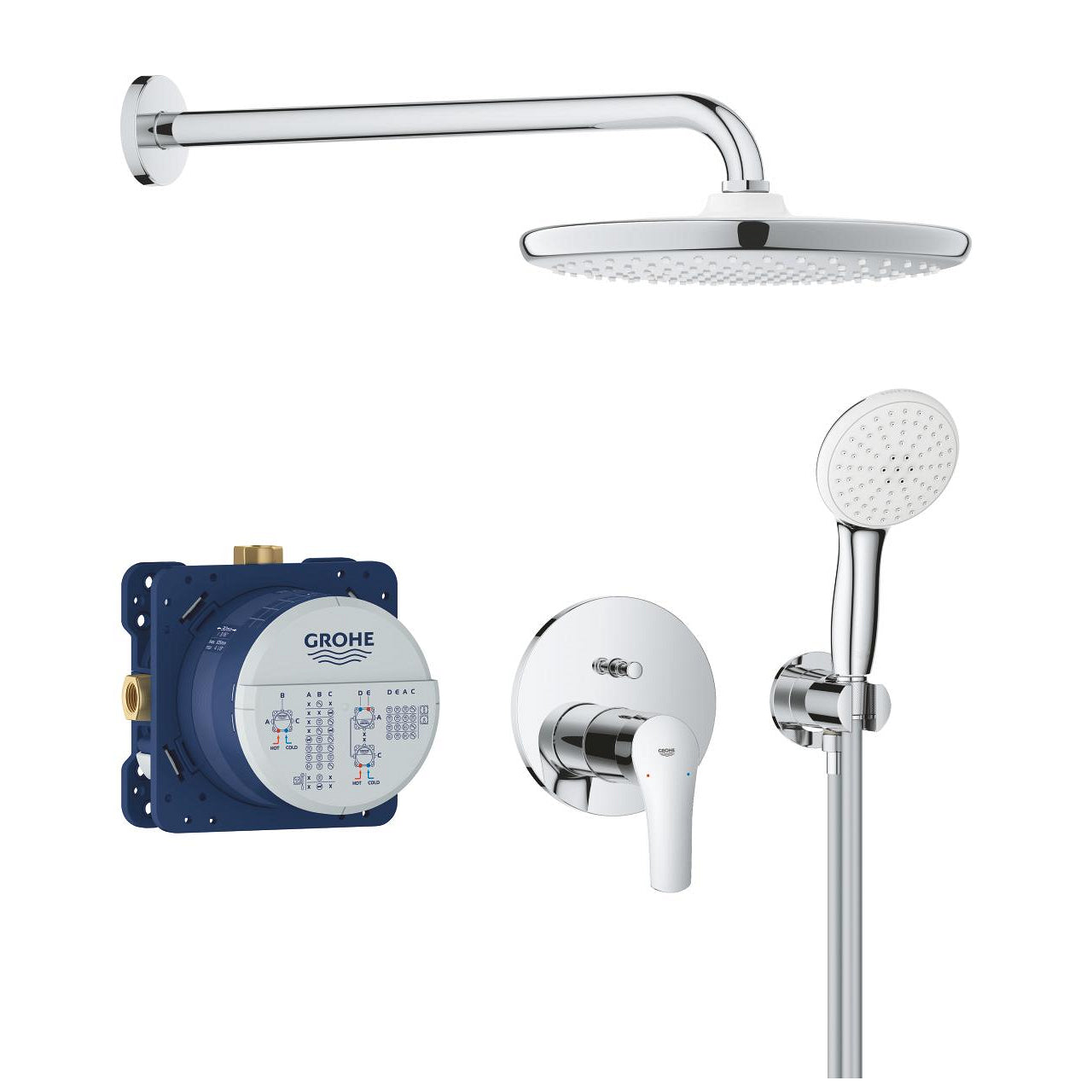 Grohe - Conjunto de duche encastrável Eurosmart Tempesta 250 com chuveiro suspenso